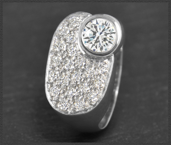 Diamant Ring mit 1,67ct, Solitär Brillant, 585 Weißgold