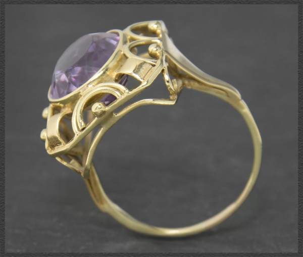Preview: Ring mit 8,50ct Amethyst, 585 Gelbgold, Vintage
