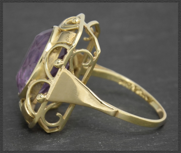 Ring mit 8,50ct Amethyst, 585 Gelbgold, Vintage