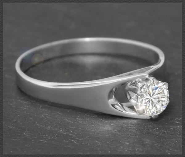 Diamant 585 Gold Ring, 0,63ct Brillant Vintage Solitär
