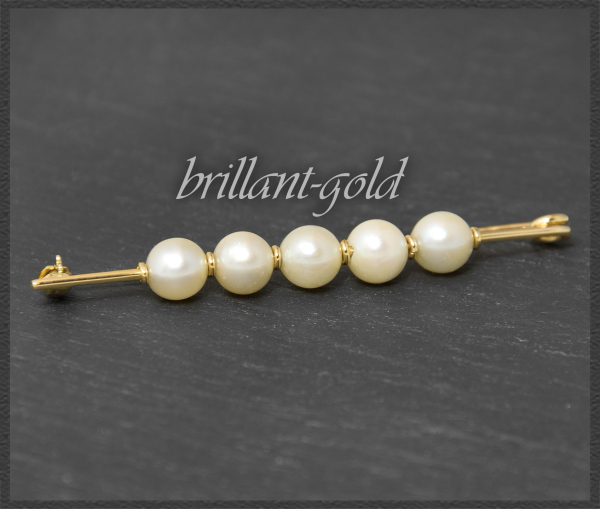 Vintage 750 Gold Brosche mit 7mm Akoya Perlen
