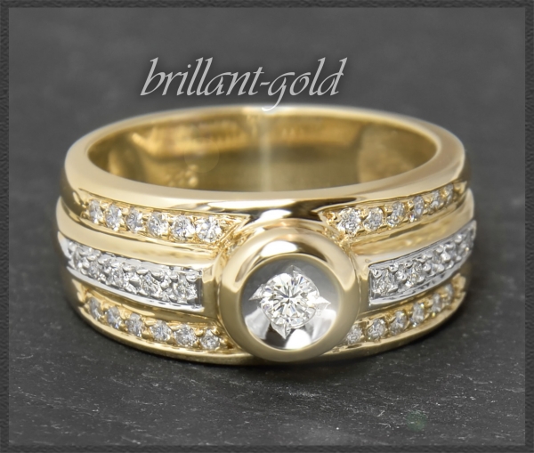 Diamant Ring, 0,45ct Brillanten, 585 bicolor Gold