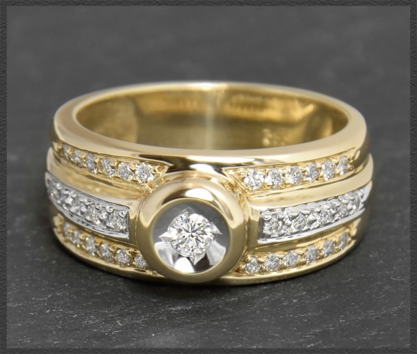 Preview: Diamant Ring, 0,45ct Brillanten, 585 bicolor Gold