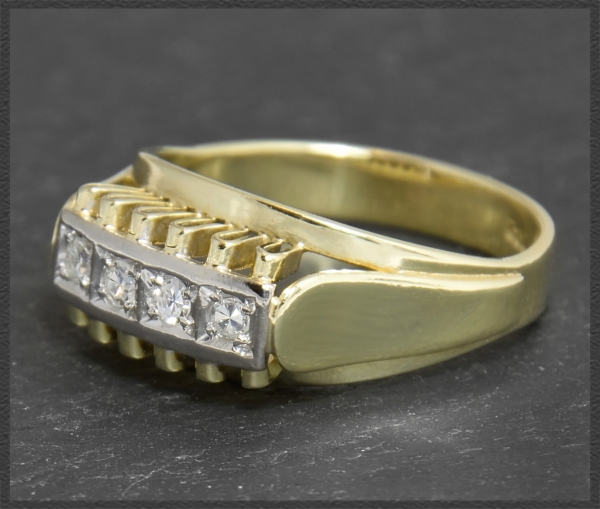 Preview: Diamant Ring mit 0,16ct, 585 Gold, Vintage