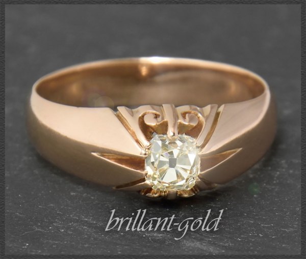 Diamant Ring mit 0,64ct, 585 Rotgold, Antik um 1880