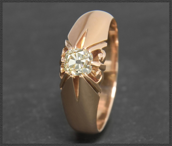 Diamant Ring mit 0,64ct, 585 Rotgold, Antik um 1880