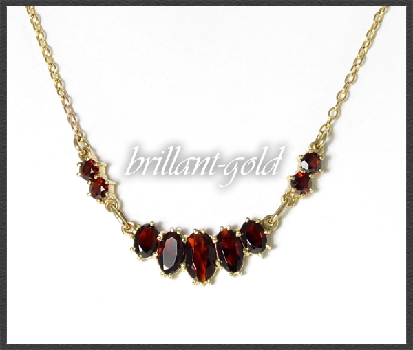 Gold Collier Kette mit 4,30ct roten Granaten
