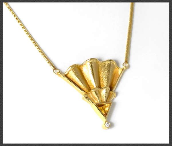 Citrin & Diamant Collier, 585 Gold Designer-Schmuck