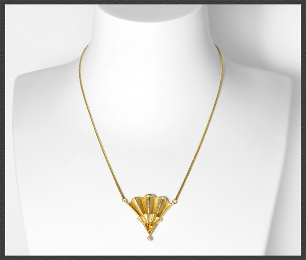 Citrin & Diamant Collier, 585 Gold Designer-Schmuck