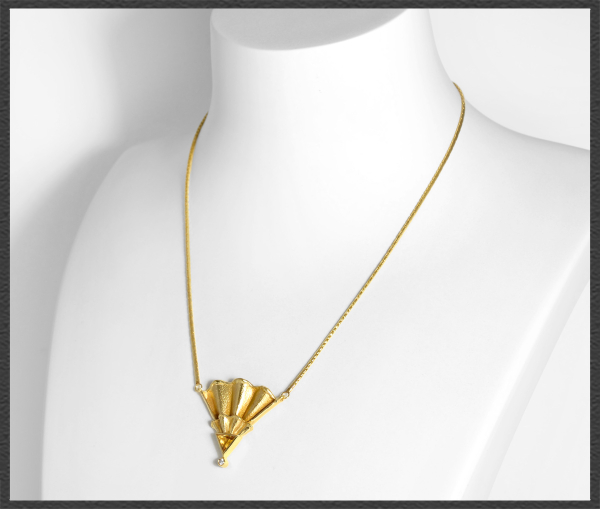 Citrin & Diamant Collier, 585 Gold Designer-Schmuck