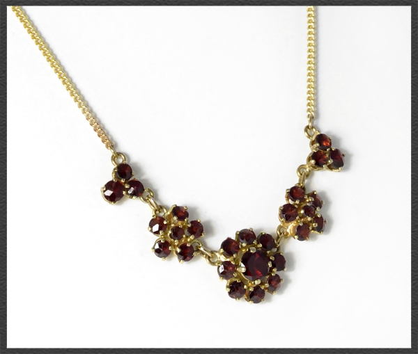 Vintage Gold Collier Kette mit 5,30ct roten Granaten