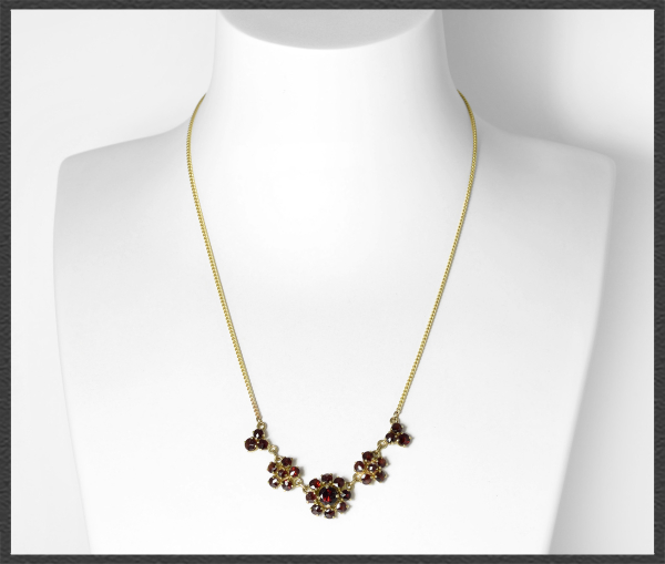 Vintage Gold Collier Kette mit 5,30ct roten Granaten