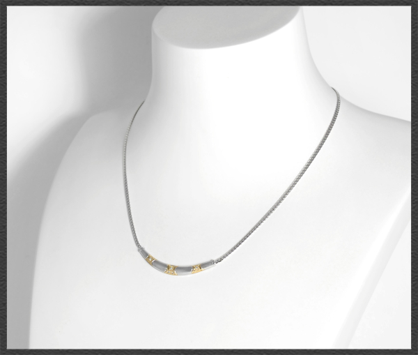Collier mit 0,10ct Diamanten, 585 Weißgold & Gelbgold