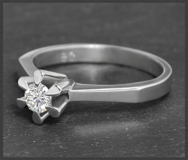 Diamant Ring mit 0,25ct, 585 Weißgold, Vintage