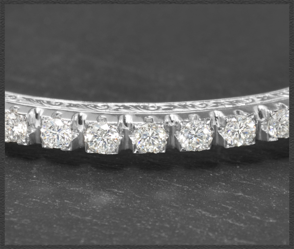 Preview: Antikes 3ct Diamant Brillant Armband mit Gravur, 750 Gold