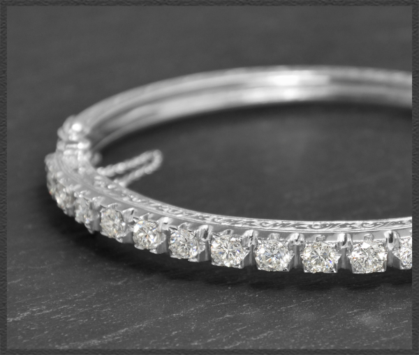 Preview: Antikes 3ct Diamant Brillant Armband mit Gravur, 750 Gold