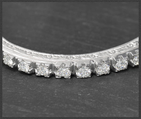 Antikes 3ct Diamant Brillant Armband mit Gravur, 750 Gold