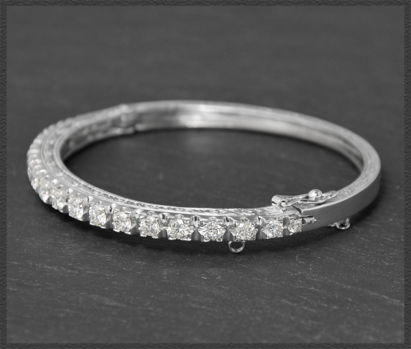 Antikes 3ct Diamant Brillant Armband mit Gravur, 750 Gold