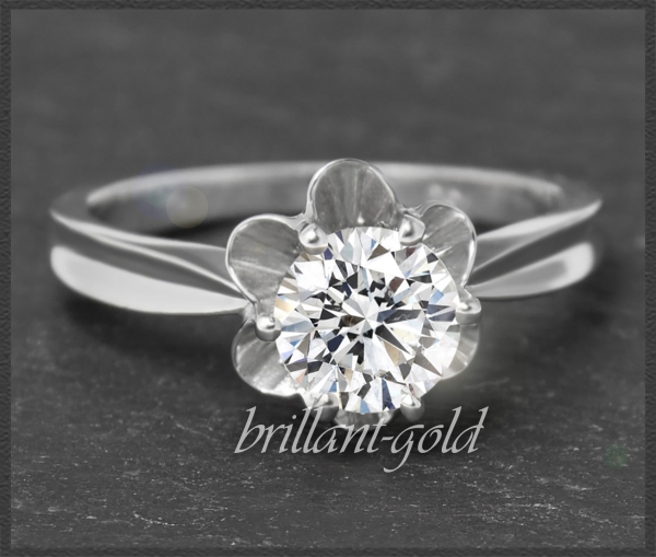 Diamant Ring mit 1,04ct Solitär, 750 Gold, Vintage