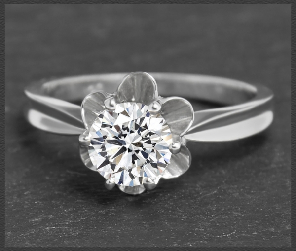 Diamant Ring mit 1,04ct Solitär, 750 Gold, Vintage