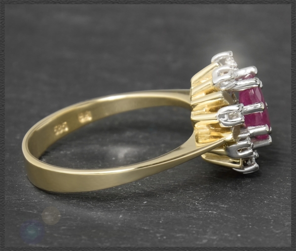 Preview: Diamant & Rubin Ring mit 1,26ct, 585 Gold Cocktailring