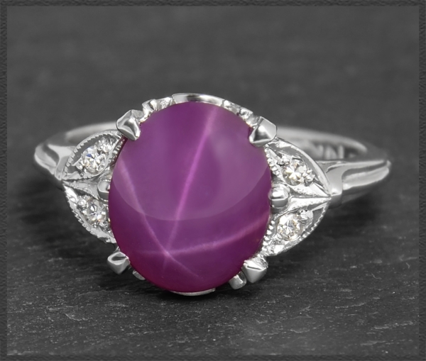 Stern Rubin & Diamant Ring mit 3,46ct, 585 Gold, Vintage