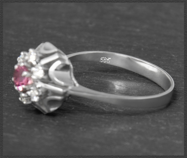 Preview: Vintage Diamant & Spinell Ring, 585 Weißgold