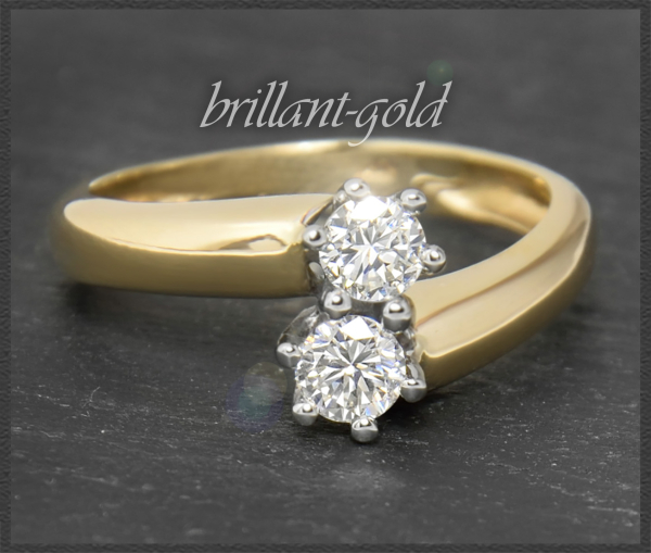 Ring "toi et moi", 0,44ct lupenreine Brillanten, 585 Gold