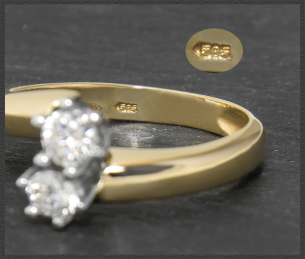 Ring "toi et moi", 0,44ct lupenreine Brillanten, 585 Gold