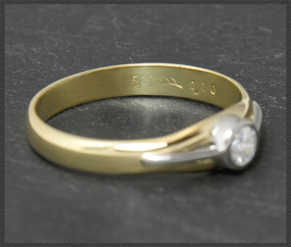 Diamant Solitär Ring mit 0,20ct, 585 bicolor Gold