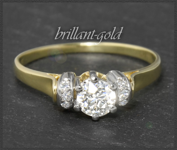 Antiker Ring, 0,71ct Diamanten, 585 Gold, Solitärring