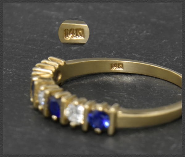 Saphir & Diamant Ring mit 0,60ct, 585 Gelbgold Memoryring