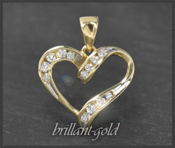 Herz Diamant Anhänger mit 0,30ct Brillanten, Gelbgold