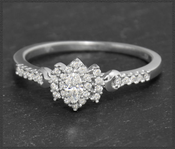 Ring mit 0,40ct Diamanten, 10 Karat Weißgold