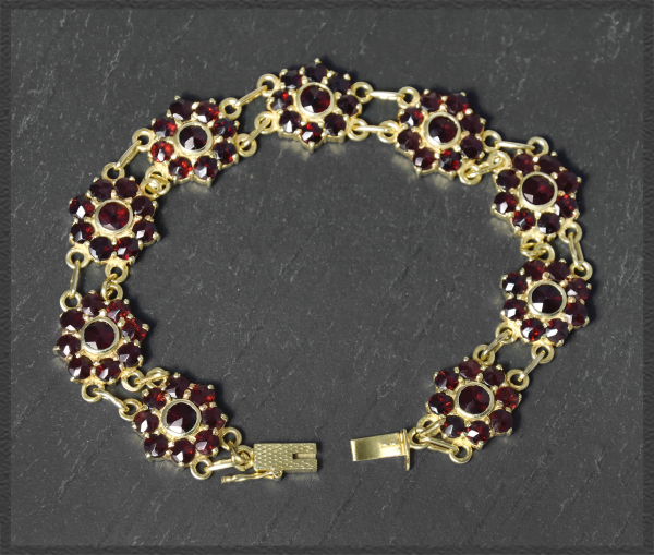 Granat & Gold Armband mit 22,5ct, 585 Gold, Vintage
