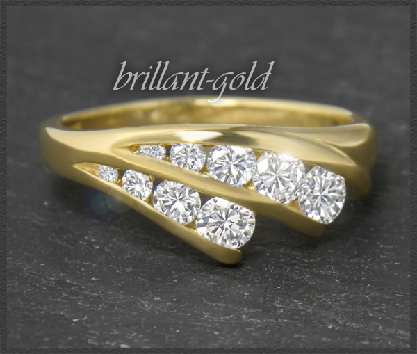 Diamant Ring mit 0,81ct Brillanten, 750 Gelbgold