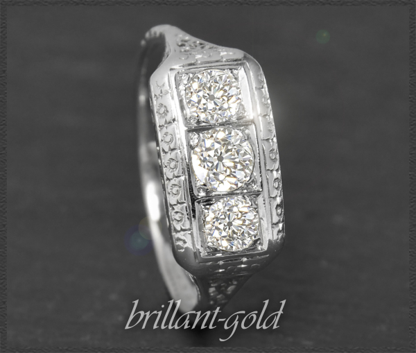 Art Deco Diamant Ring mit 0,82ct, 750 Gold, USA um 1925