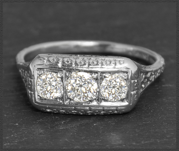 Art Deco Diamant Ring mit 0,82ct, 750 Gold, USA um 1925