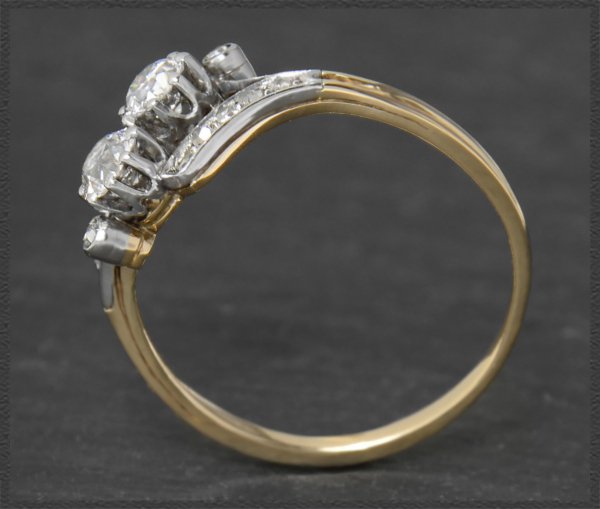 Antik 0,70ct Diamant "toi et moi" Ring, Gold & Platin
