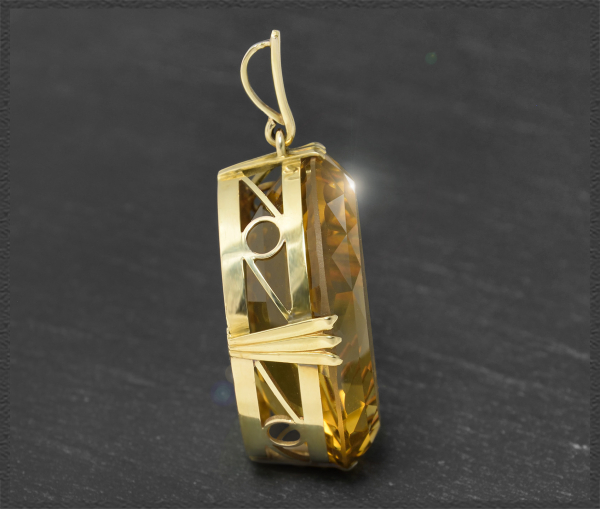 Preview: Citrin Anhänger 100ct, 585 Gelbgold, Vintage