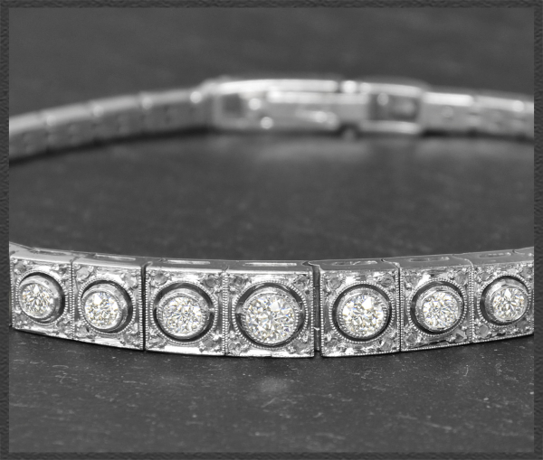 Antikes Armband mit 1,85ct Diamanten, 750 Weißgold