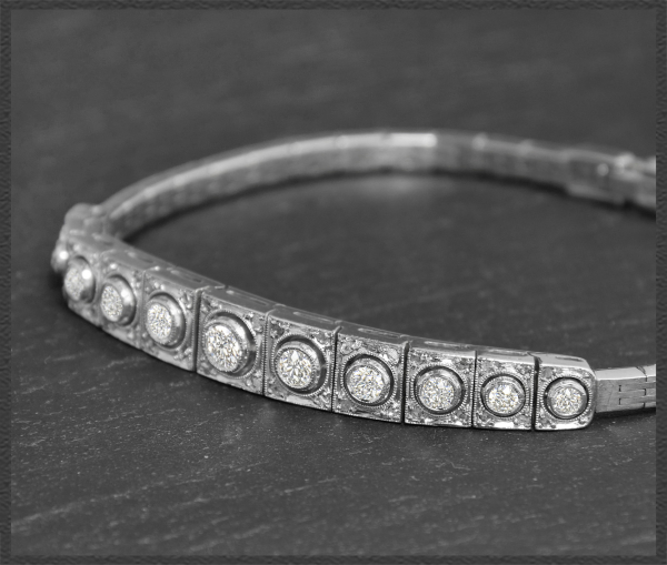 Antikes Armband mit 1,85ct Diamanten, 750 Weißgold