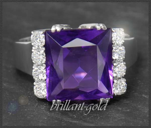 Diamant & Amethyst 5,70ct Cocktail Ring aus 585 Gold
