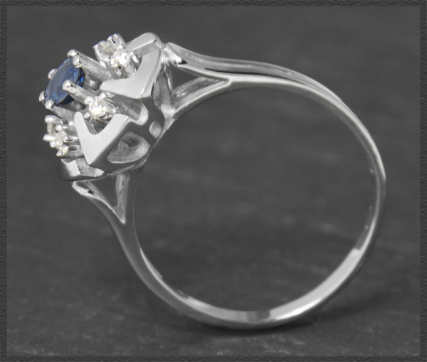 Vintage Diamant & Saphir Ring mit 0,47ct, 585 Weißgold