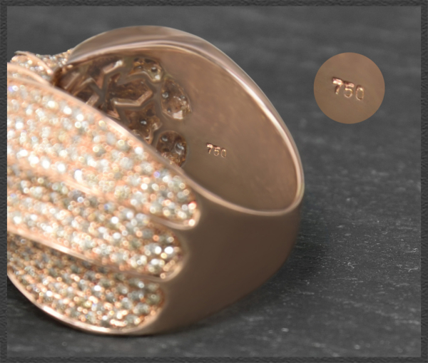 Diamant Ring, 3,75ct Brillanten, 750 Rotgold