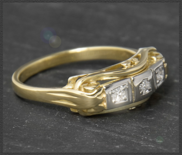 Antik Diamant Trilogie Ring mit 0,15ct, 585 Gold