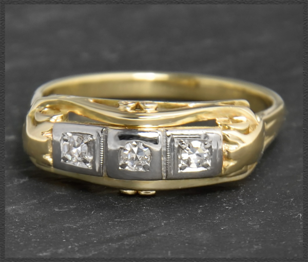 Antik Diamant Trilogie Ring mit 0,15ct, 585 Gold