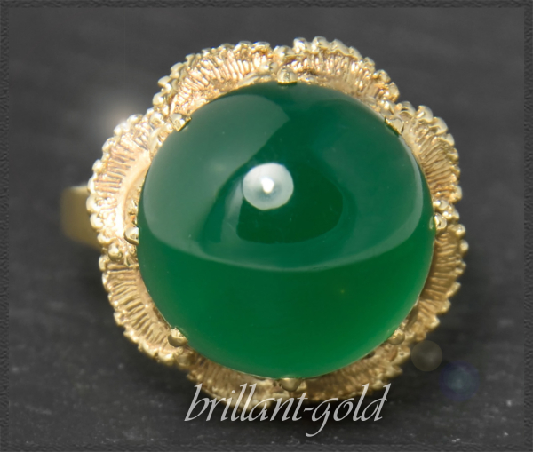 Chrysopras Ring 585 Gelbgold, 12,5ct Cabochon
