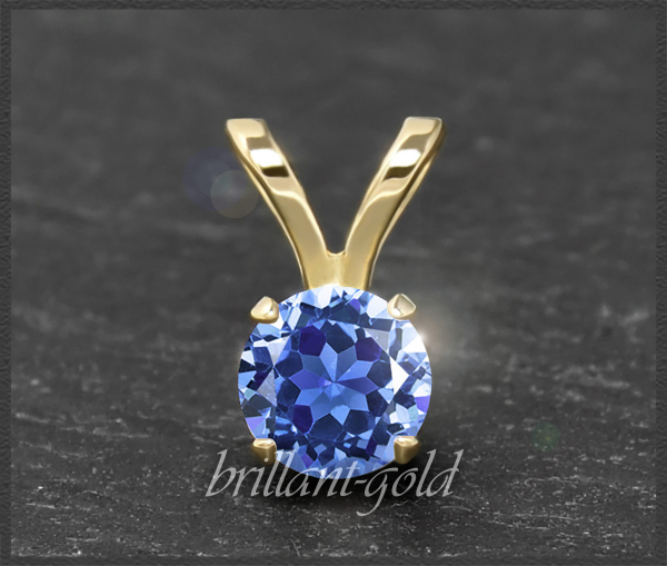 Preview: Anhänger 585 Gold Fluorit blau, 4,5,6,7mm