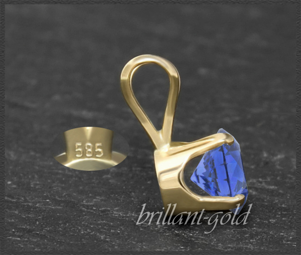 Preview: Anhänger 585 Gold Fluorit blau, 4,5,6,7mm